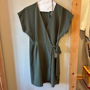 Bobeau Forest Green Wrap Dress New With Tags Sz Large Petite Fairy Core